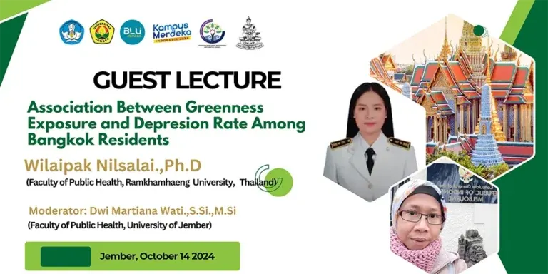 Guest Lecture: Association between greenness exposure and depression rate among Bangkok residents, Thailand