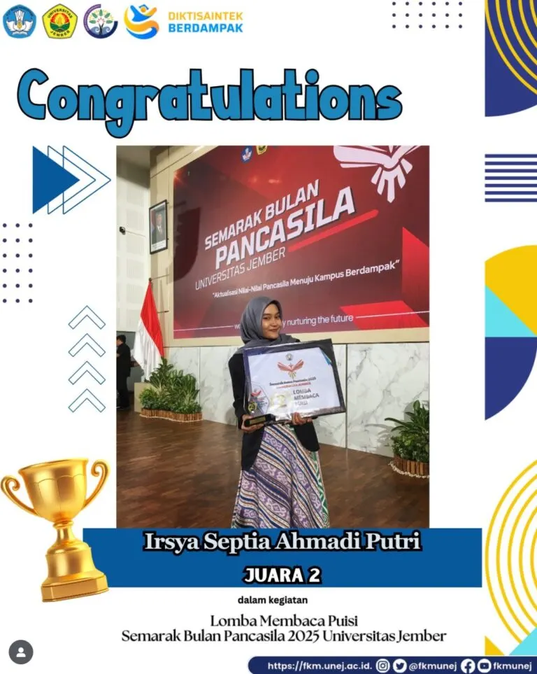 Mahasiswi FKM Unej Harumkan Nama Fakultas, Raih Juara Puisi Peringatan Bulan Pancasila Universitas Jember