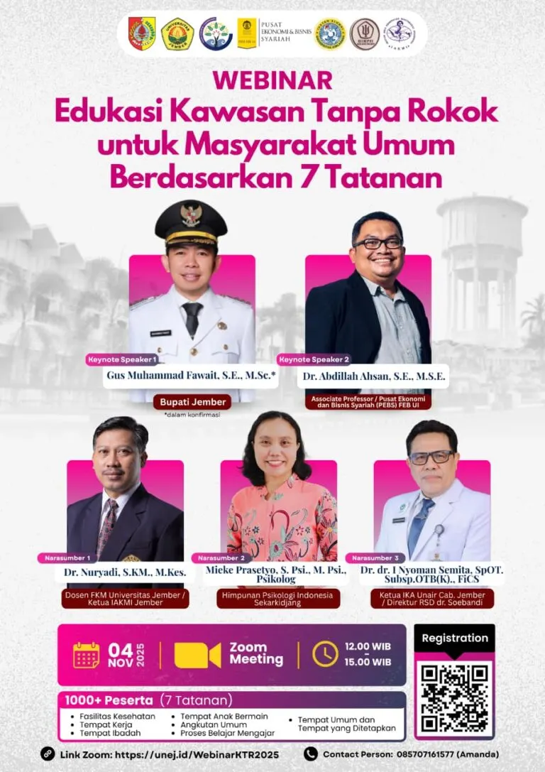 Ikuti WEBINAR Edukasi Kawasan Tanpa Rokok untuk Masyarakat Umum Berdasarkan 7 Tatanan: Wujudkan Indonesia Sehat, Bebas Asap Rokok!