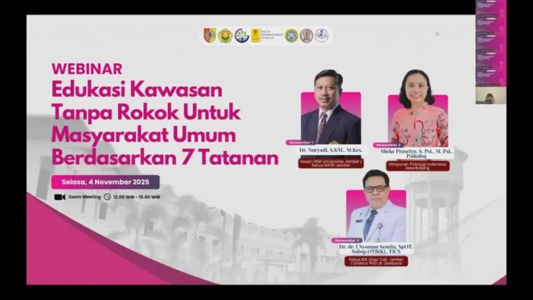 FKM UNEJ Perkuat Peran Masyarakat dalam Implementasi Kawasan Tanpa Rokok melalui Webinar Edukasi