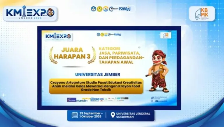 Inovasi Krayon ‘Crayona’ Bawa Tim FKM UNEJ Raih Juara Harapan 3 P2MW 2026 di KMI Expo XVII