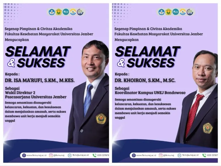 FKM UNEJ Sampaikan Selamat atas Amanah Baru Dua Dosen di Lingkungan Universitas Jember