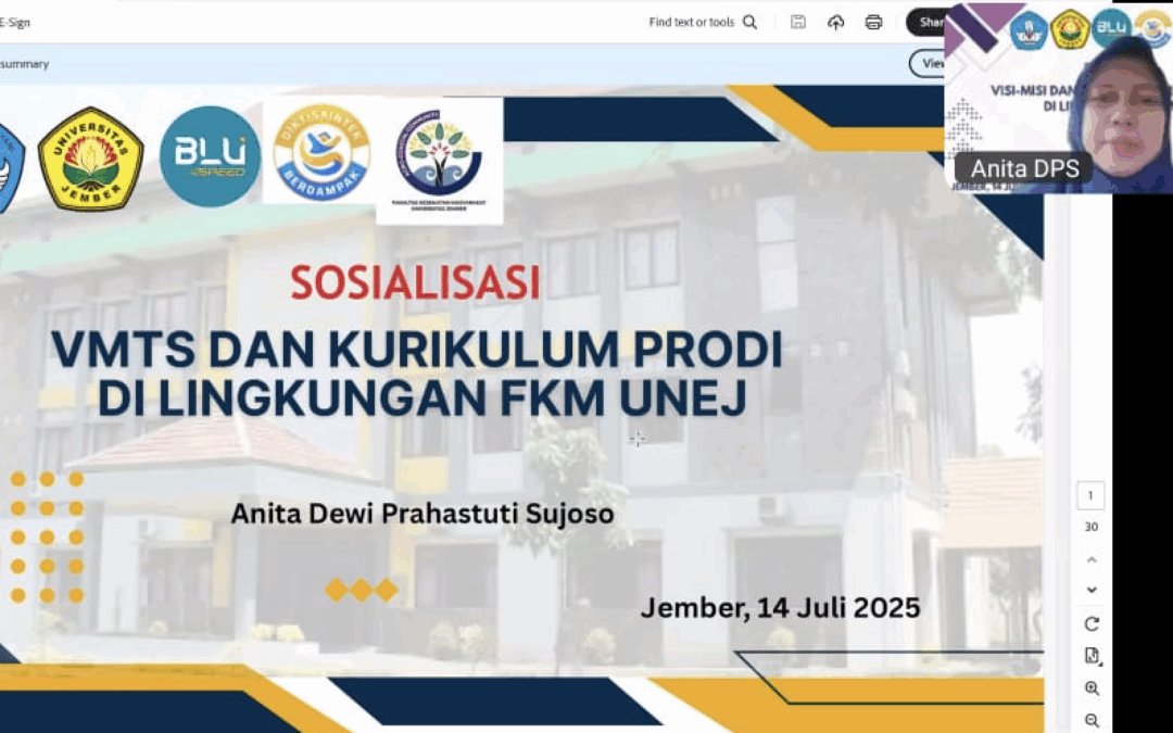 FKM UNEJ Gelar Sosialisasi VMTS dan Kurikulum Prodi secara Daring, Libatkan Seluruh Stakeholder Internal