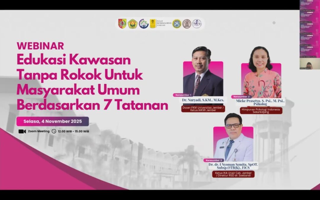 FKM UNEJ Perkuat Peran Masyarakat dalam Implementasi Kawasan Tanpa Rokok melalui Webinar Edukasi