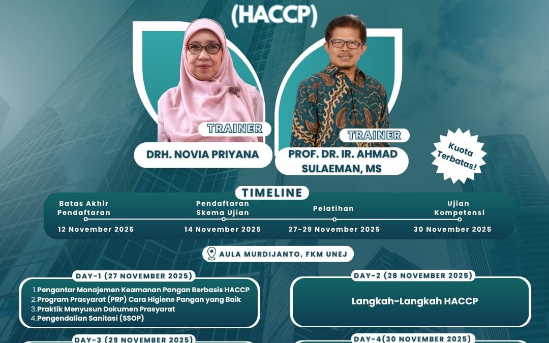 Ikuti Pelatihan Sertifikasi Kompetensi BNSP Hazard Analysis And Critical Control Points (HACCP)! 