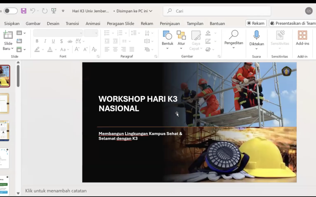 Peringati Hari K3 Nasional, FKM Unej Gelar Workshop K3