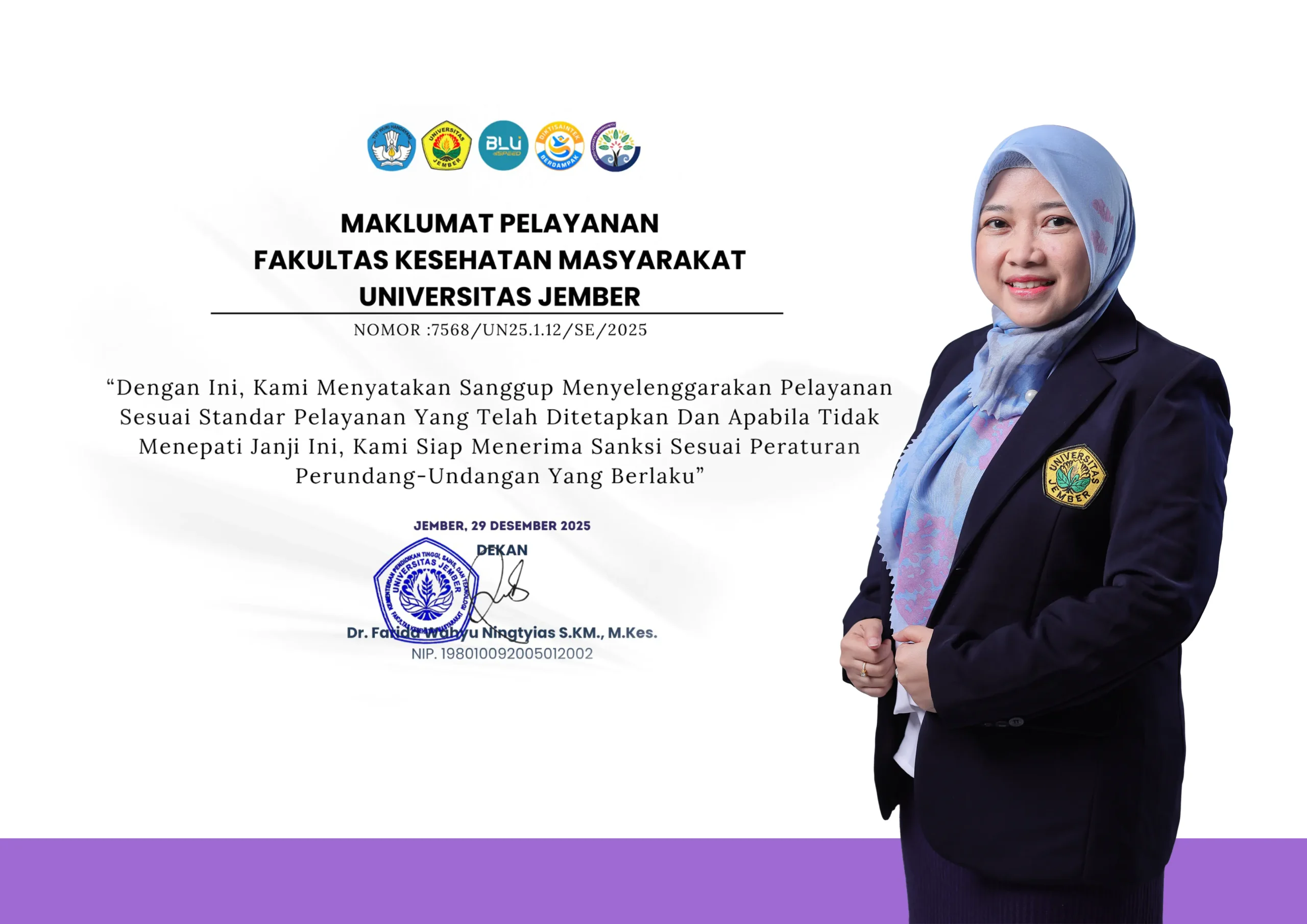Kartu komitmen Zona Integritas FKM Universitas Jember